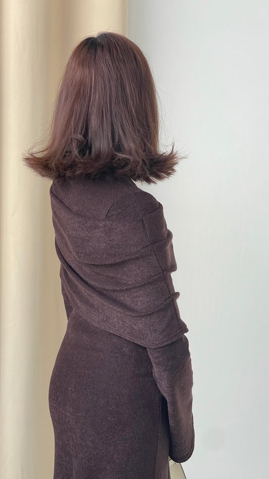 Aria Off-Shoulder Dress - Chocolate