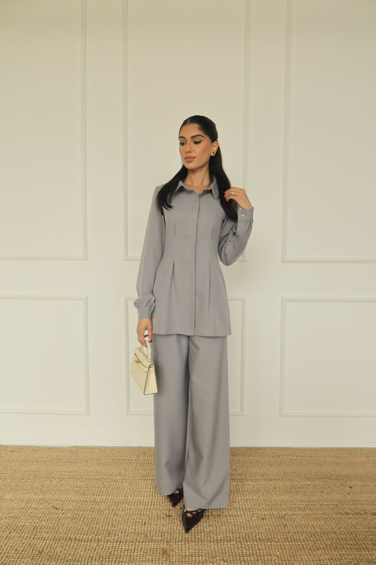 Sierra Pleated Tailored Shirt And Trouser Set