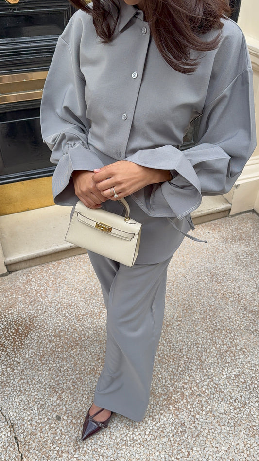 Ayla Tie Back Structured Shirt And Trouser Co Ord Set