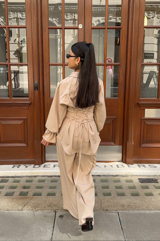 Ayla Tie Back Structured Shirt And Trouser Co Ord Set