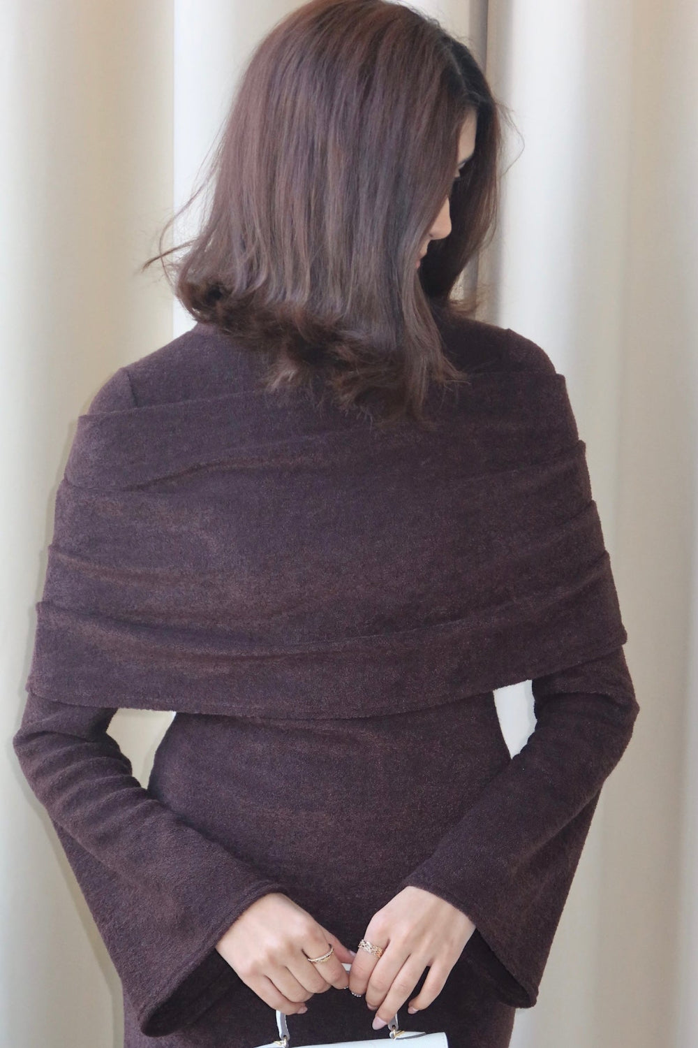 Aria Off-Shoulder Dress - Chocolate