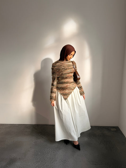 Modest Off the shoulder Top with asymmetric design 