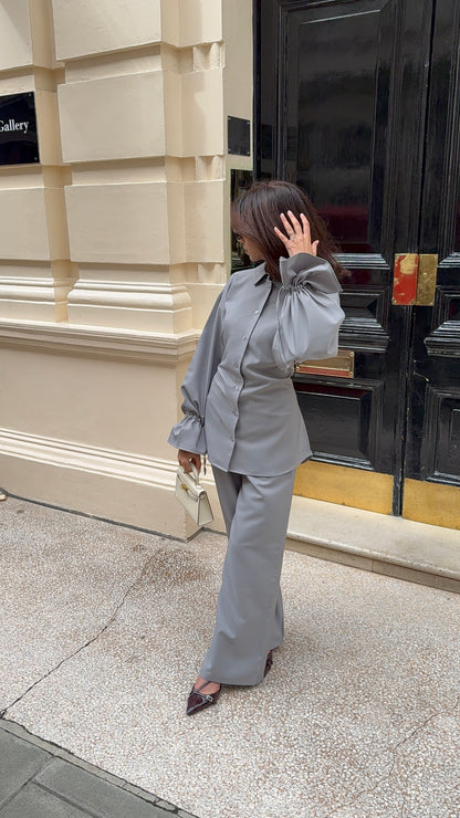 Ayla Tie Back Structured Shirt And Trouser Co Ord Set