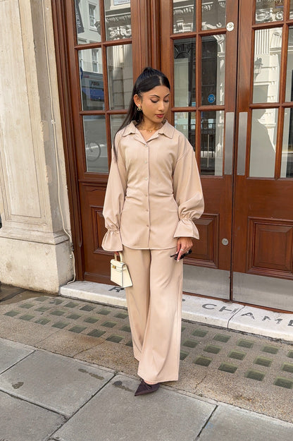 Ayla Tie Back Structured Shirt And Trouser Co Ord Set
