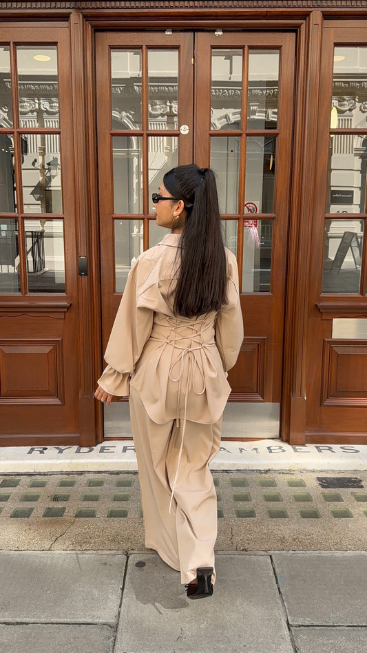 Ayla Tie Back Structured Shirt And Trouser Co Ord Set