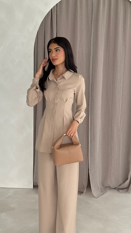 Sierra Pleated Tailored Shirt And Trouser Set