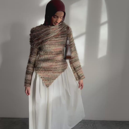 Modest Off the shoulder Top with asymmetric design 