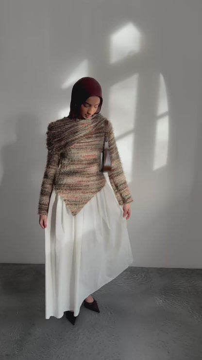 Modest Off the shoulder Top with asymmetric design 